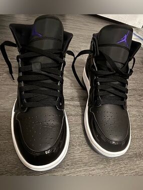 Jordan Black and Purple High-Top Sneakers